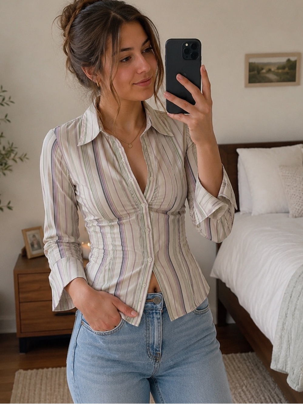 Vintage Striped Button Up